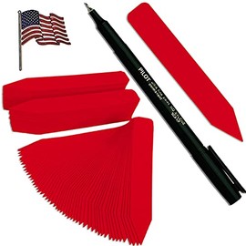 TAGKRAFTERS 5" x 5/8" RED Premium Pot Stakes with Marker - 1,000 Pcs - Plastic Plant Tags and Labels - Nursery Garden Tree Labels Waterproof Writeable | Made in The USA |
