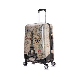 InUSA Paris Print Luggage with Spinner Wheels | Durable Lightweight Hardside Suitcase | Travel Bag with Handle and Trolley | 24-Inch Medium Checked luggage