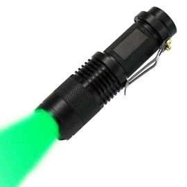 MODOAO Green Light LED Torch 1 Pack Zoomable Waterproof 3 Light Modes Adjustable Focus Light for Camping, Hunting, Hiking, Night Vision, Night Fishing, Astronomy and Emergency (Black Shell)