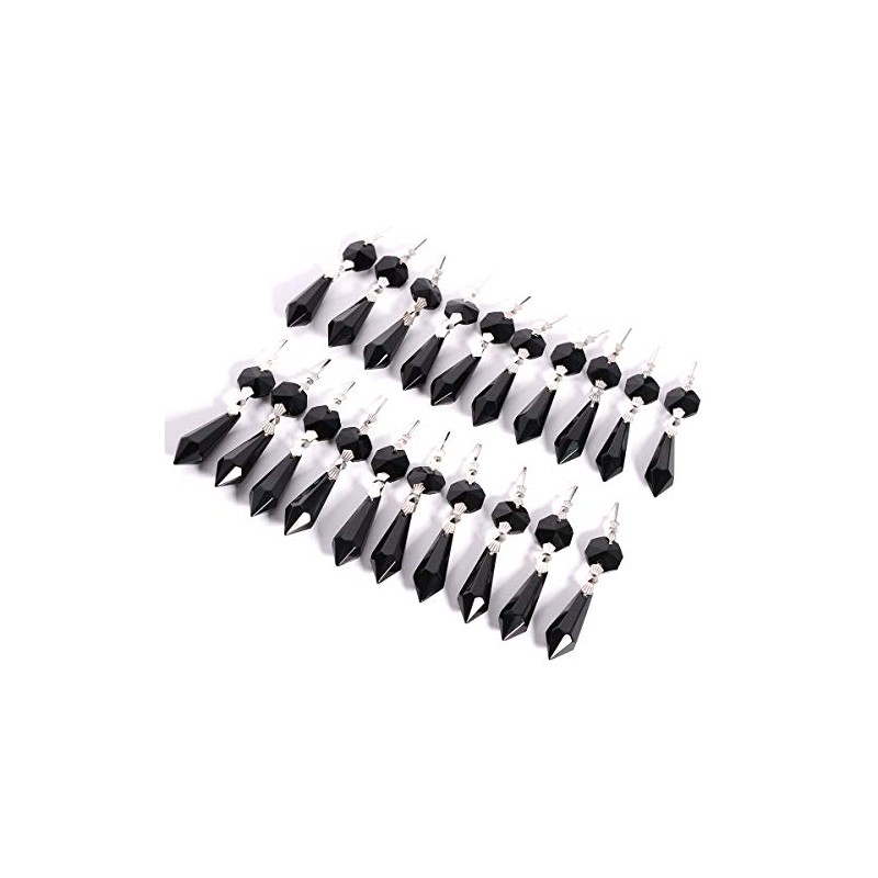 20pcs 38mm Replacement Black Chandelier Icicle Crystal Prisms Octogan Crystal