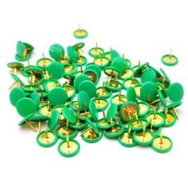 100pcs Push Pins, Decorative Thumb Tacks Round Head Drawing Pins with Storage Box Metal Push Pins Thumbtack with Steel Point for School, Office, Map, Photo Wall, Cork Board Bulletin A7DGNTD (Green)