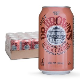 Dr. Brown's Diet Black Cherry Soda - A New York Original - 24 Cans - Kosher, Gourmet Soda Pop - Diet Black Cherry Craft Soda - 24 x 12 oz Cans