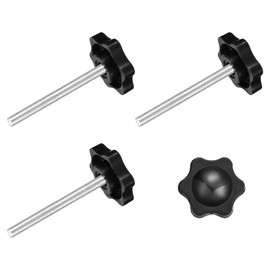 sourcing map 4Pcs Clamping Screw Knob, M5 x 50mm Hex Shaped Star Knob Plastic Grips Hand Tightening Screw Handle for Umbrella Base Mechanical Furniture, 25mm Dia