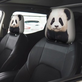 TZBVTAU 2 Pack Carton Panda Car Seat Headrest Cover for Women, Cute Panda Car Headrest Protector Seat Cover Elastic,Auto Interior Decor Front & Rear Seat Headrest Pads Decor,Universal Fit