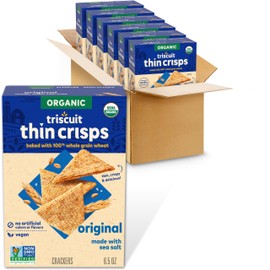 Triscuit Organic Original Whole Grain Wheat Crackers, Organic Crackers, Vegan Snacks, Bulk Lunch Snacks, 6 - 6.5 oz Boxes