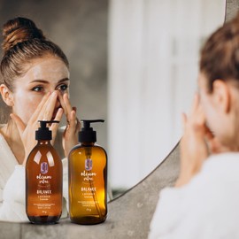 Oleum Vitae Kit Cuidado de la piel Duo Balance Shower Gel y Body Lotion con aceites esenciales de Lavanda presentacion 250 ml botella ambar