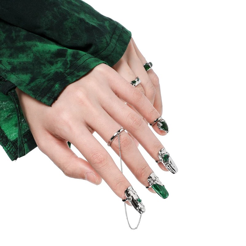 4Pcs Women Finger Tip Nail Rings, Adjustable Opening Nail Art