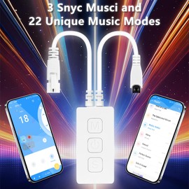 WS2812B WS2811 RGB IR Remote Control SP611E Double Output Bluetooth LED Controller Music Sync DIY Timer with iOS and Android App Control for 3PIN Addressable LED Strip Pixel Light (SP611)