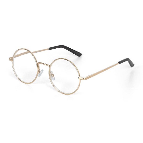 EYE ZOOM Metal Frame Round Reading Glasses with Spring Hinge