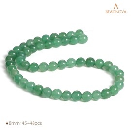 BEADNOVA 8mm Green Aventurine Gemstone Round Loose Beads for Jewelry Making (45-48pcs)