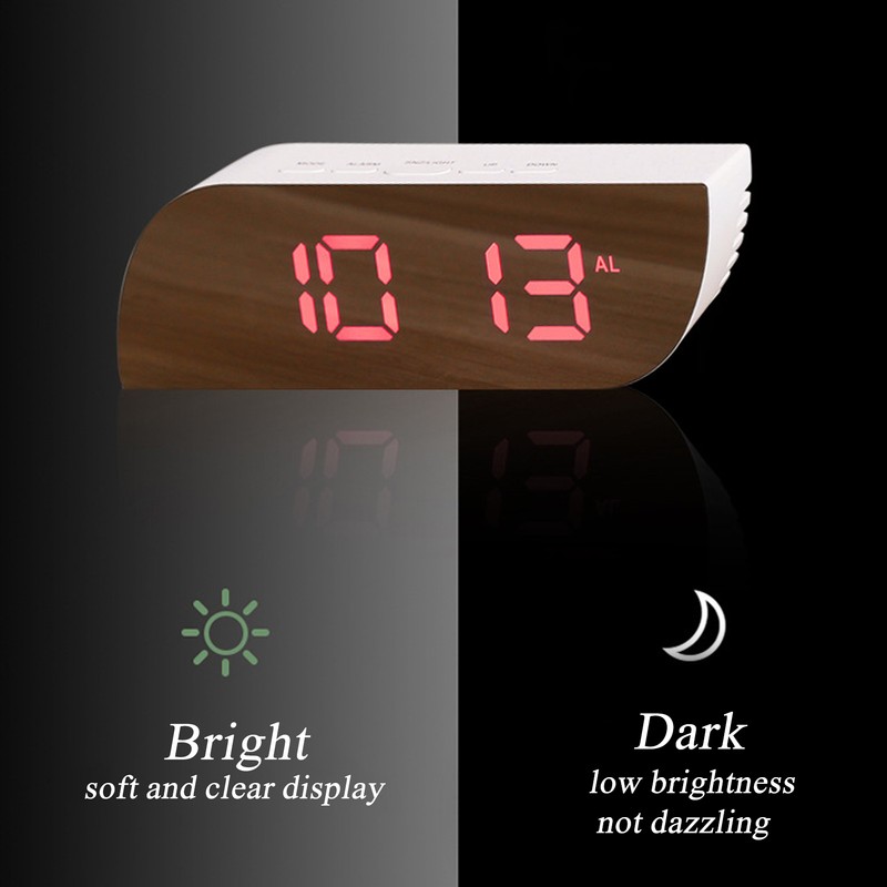 LED Digital Clock 12/24 Hour Conversion Adjustable Brightness Bedside Alarm