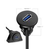 URWOOW Small USB 3.0 Male to Female AUX Flush Panel
