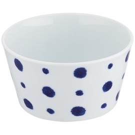 Hasamiyaki 32574 Indigo Aidama Medium Bowl, 5.3 inches (13.5 cm), Lid Included, Non-Wrap, Indigo Dyed Polka Dots