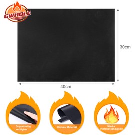 GWHOLE 4 x BBQ Grill Mat for Grilling, Baking, Grill Mat Set, Non-Stick Grill, Heat Resistant, Reusable Grill Accessories for Gas Grill, Charcoal Grill, Oven, Black, 40 x 30 cm