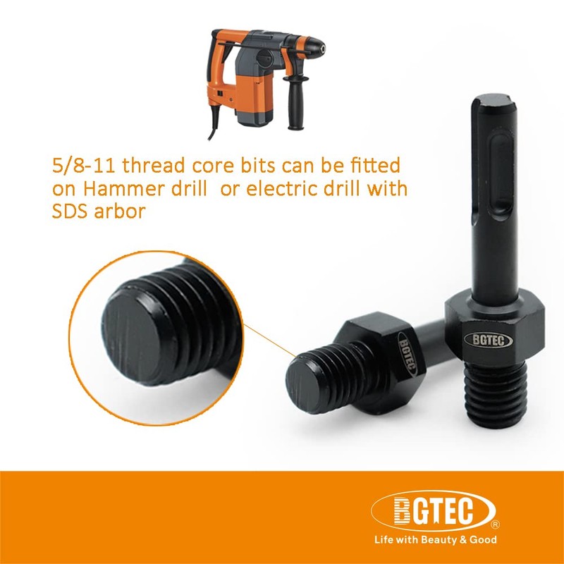 BGTEC Core Drill Adapter 5/8“-11 Male Thread to SDS Plus
