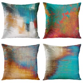 Britimes Throw Pillow Covers Home Decor Set of 4 Pillow Cases Decorative 18 x 18 Inches Outdoor Cushion Couch Sofa Pillowcases Abstract Painting