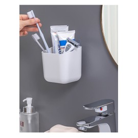 Wall Mounted Toothbrush Holder Adhesive Shelf Bathroom Shower Organizer Wall Storage Holder for Tooth Brush,Electric Toothbrush,Toothpaste,Razor,Makeup Brush(white3)