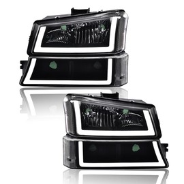 G-PLUS LED DRL headlights w/o Bulbs Compatible with Chevy Silverado Avalanche 2003 2004 2005 2006, Clear Lens Black Housing Clear ReflectorBumper Headlamps,faros delanteros