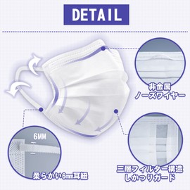 Gaitatu Non-Woven Mask, Individually Packaged, Disposable, 3-Layer Construction, White, Flat Elastic, Gentle on Ears, Japanese Quality, Summer Mask, Adult Size, 100 Pieces