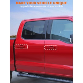 Savadicar 4-Piece Red Door Handle Cover Trim Set for 2021-Present Ford F150, Outside Pull Handle Overlay Accent, Exterior Styling Upgrade Accessories