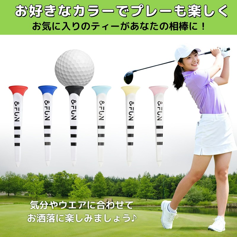 &FUN Golf Tees, Long Tees, 3.1 inches (80 mm), Set