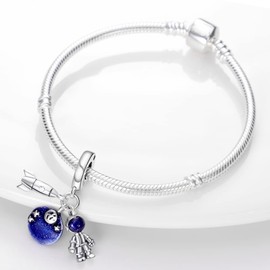 Pandach - Dijes de plata de ley 925 para pulseras y collares, abalorio de viaje alrededor del mundo, colgantes de relajación, abalorios de joyería para mujeres, Plata de ley, Circonita cúbica