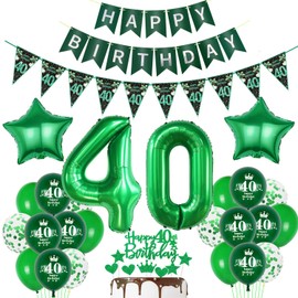 Luftballon 40. Geburtstag Dekoration Grün Tortendeko 40. Geburtstag Frauen Mann Geburtstagsdeko 40 Jahre Mann Frauen Grün Folienballon 40 Geburtstag männer Ballon 40 Geburtstags Frauen dekoration