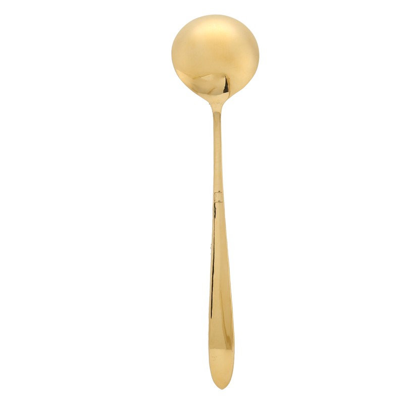 Serving Spoon Mirror Polished Brass Glossy Edges Heavy Duty Round