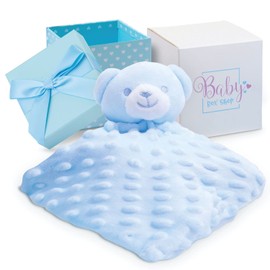 Baby Boy Gift, Blue Bear Comforter, New Baby Boy Gifts, Blue Teddy Comforter, Baby Boy Comforter Toy, Snuggly, Blue Baby Comforter, Machine Washable Teddy Bear Blankie in a Cute 11cm x 11cm Gift Box