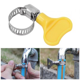 10-Pack Stainless Steel Hose Clamps Kit, Key-Type Anti-Twist Design, Adjustable with Plastic Handle for Automotive & Mechanical Pipe Applications (Fits 9-16mm)