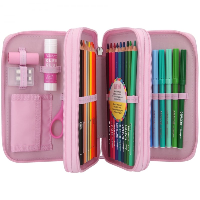 Depesche 10806 TOPModel Filled 3-Compartment Pencil Case Bling with Poodle