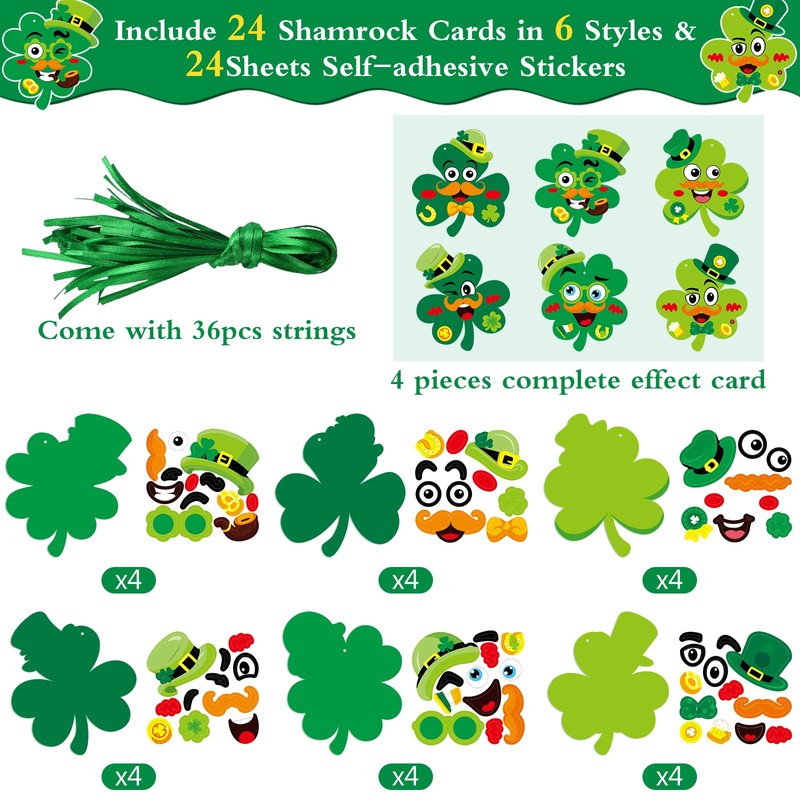 STEFORD 24 Pcs St. Patrick's Day Craft Kits for Kids,