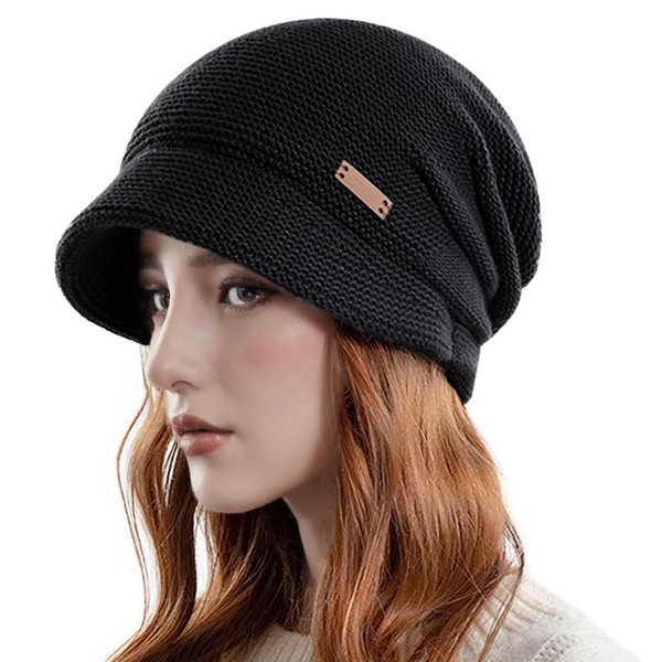 FOCHIER F Knit Hat, Men's, Knit Cap, Ladies' Hat, Autumn/Winter, Spring; Classic Knit Hat with Brim, Double Brushed Lining, Heat Retention, Skin-friendly, Windproof, Cold Protection, Soft, Zero