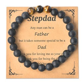 Father’s Day Gifts for Stepdad Stepfather Tiger Eye Bracelet for Stepdad Father's Day Birthday Christmas Gifts for Bonus Dad Second Dad Forster Dad Funny Step Dad Gifts from Daughter Son