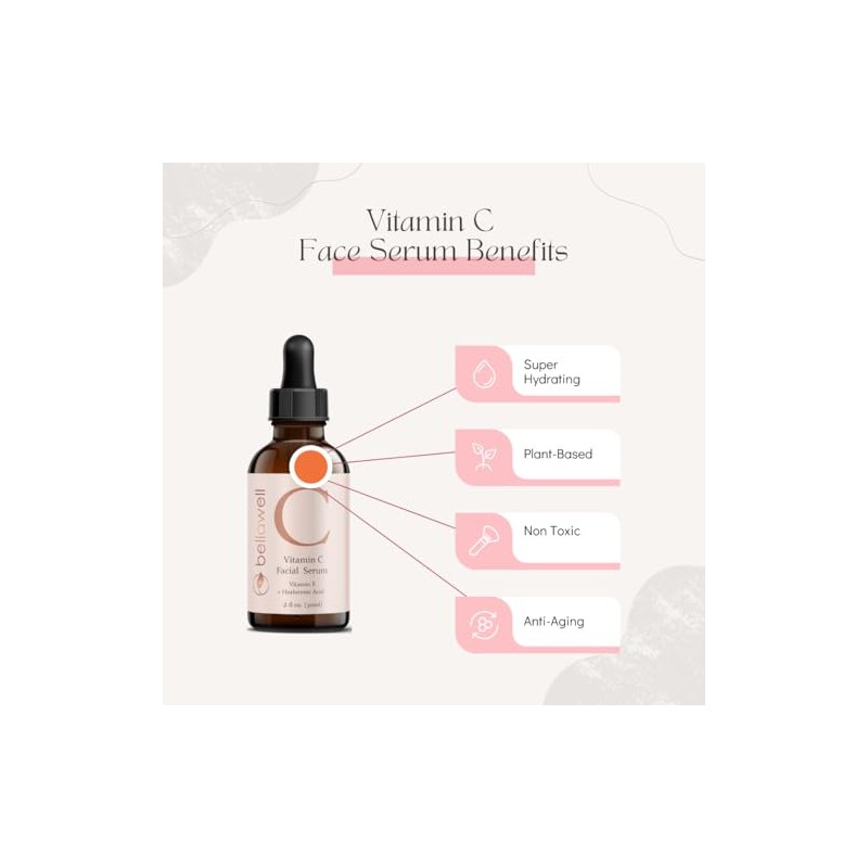 Suero Facial con Vitamina C, Acido Hialuronico, Vitamina E, Sabila