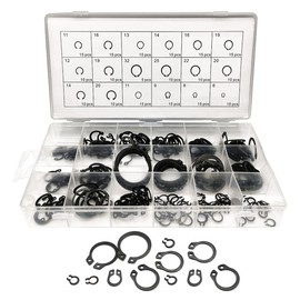 Snap Ring, C Clip, 225 Pieces, 18 Types, M6-M32, C-Shape, External Lock Snap, Retaining Ring, Circlip, Retaining Clip, Kit, For Securing Parts, Replacement, Repair, Black