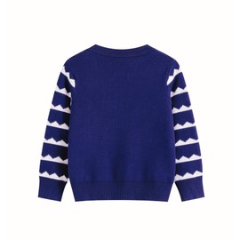 BABSUE Boys Girls Christmas Xmas Deer Jumper Round Neck Sweater Long Sleeve Sweatshirt Deep Blue Age 5-6 Years