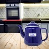 STEELEX 1.5L Enamel Teapot Blue & White Rim Gas Electric