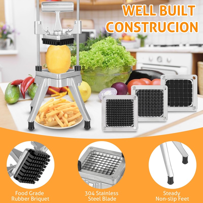 WICHEMI Commercial Chopper Vegetable Cutter Fruit Dicer w/3 Blades Commercial
