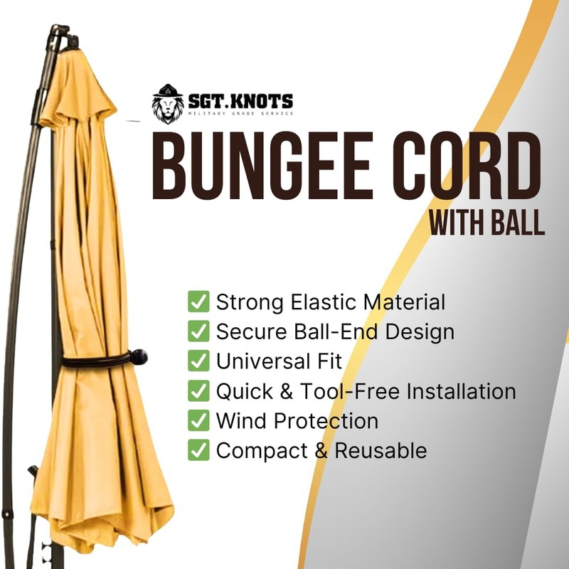 SGT KNOTS Patio Umbrella Bungee Strap Cord with Ball -