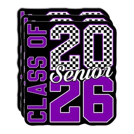 (3 PCS) Class of 2026 Senior Purple Sticker Graduation Gift Student School Supplies Waterproof Vinyl for Laptop Bottle 3 Inches