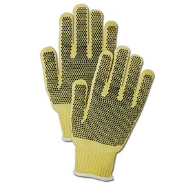MAGID N93BKV-PRRB Cut Master N93BKVPRRB Machine Knit Gloves w/Nitrile Dots, Made with Dupont Kevlar 500, 7, Yellow, Men's (Fits Large) (Pack of 12)