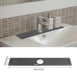 Diatomite Sink Splash Guard, Stone Faucet Mat Fast Drying, 60cm Faucet Mat for Kitchen Sinks, Absorbing Water Instantly Sink Tray with a Sandpaper and 8 Non-Slip Dots for Bathroom Counter