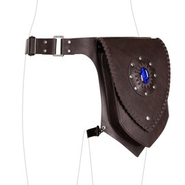 HiiFeuer Medieval Faux Leather Thigh Bag, Adjustable Drop Leg Pouch Renaissance Side Pack Belt Bag Cosplay for Ren Faire (Dark Brown A)