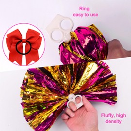 Wondora Pack of 2 Cheerleader Pompoms, Red Pompoms, Cheerleader, Pompoms Cheerleading, with Large Cheer Bow, Suitable for Sports Competitions, Team Spirit, Cheerleading, Children, Adults (Pink)