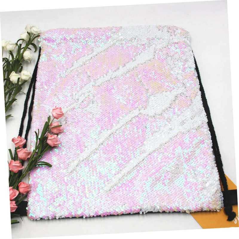 SHOWERORO Sequin Sackpack Drawstring Backpack Women Tote Bag Polyester Storage