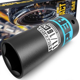 Aiourx 1/2" Drive Impact Socket, 11/16 inch Deep Socket, SAE, 6 Point, CR-V, for Car Repair, Loosen the Fastening Nut