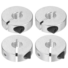 M METERXITY 4-Pack Single Split Shaft Collar 8mm Bore Aluminum Clamp-On Shaft Collars 25mm OD, 8mm Thickness with M4 Set Screw Anodization for Stoppers/Machinery [Silver]