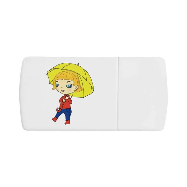 'Girl Walking in The Rain' Pill Box with Tablet Splitter