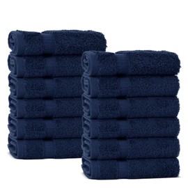Chakir Turkish Linens Premium Cotton Absorbent Turkish Towels (Washcloths - 12 Piece, Navy Blue)